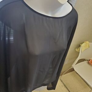 Eileen Fisher 100% black silk poncho